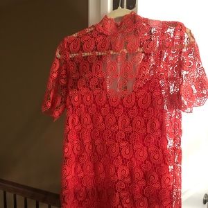 Red lace dress with slip insert